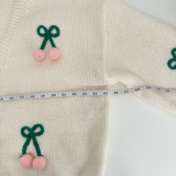 Fashion Nova Women White Cherry Embroidered Cardigan Sweater Plus 2X Y2K Cute - Picture 8 of 10